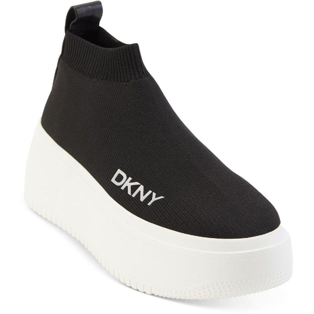 DKNY Womens Mada Black Knit Casual Flats Slip-On Sneakers  Shoes NWT